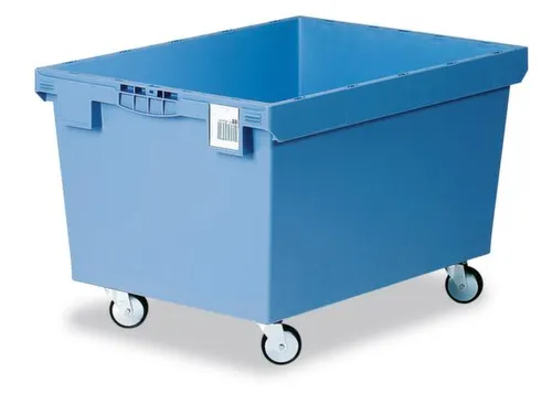 Mobiele Opslagbak Hoekig Pp 523x800x600mm 151 liter Open Wielen Blauw
