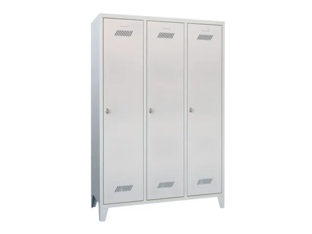 locker,RAL 7035,HxBxD 1850x1200x500mm,3vak,vak B 400mm,draaigrendel
