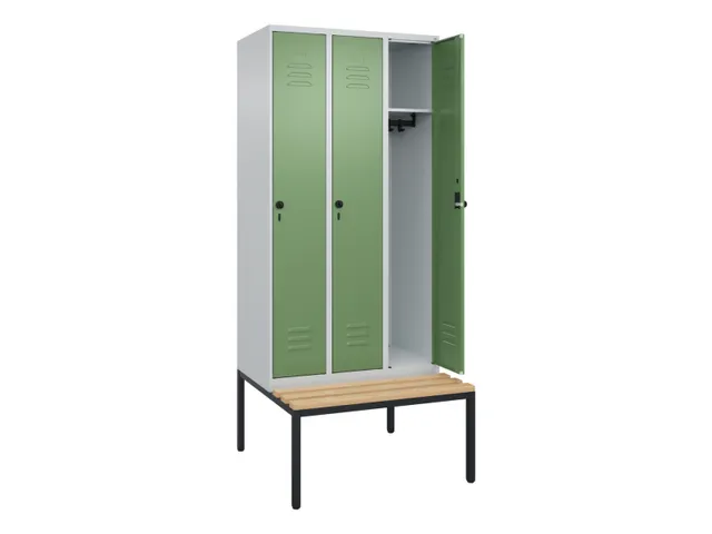 Armoire vestiaire Classic+ 3 comp 212x90x81,5cm gris clair/vert résé