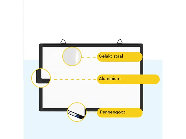 BRASQ Magnetisch Whiteboard 60x45cm Zwart met accessoire set