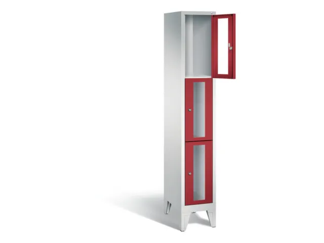 lockerkast 1850x320x500mm 1x3 vakken Cilinderslot Poten, RAL3003