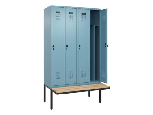 locker met bank,voor scheiding van kleding,HxBxD 2120x1200x815mm,4vak
