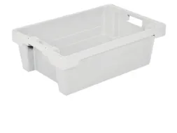 Euronorm Draaistapelbak 200x600x400mm Wanden/bodem Gesl. Wit 32l