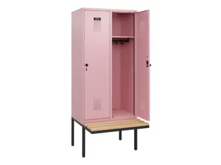 locker met bank,HxBxD 1950x800x815mm,2vak,vak B 400mm,draaigrendel - 1
