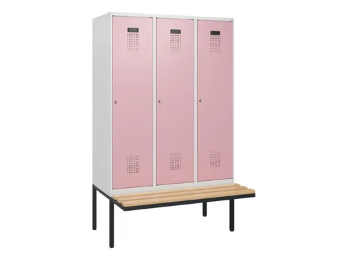 locker met bank,HxBxD 1950x1200x815mm,3vak,vak B 400mm,cilinderslot