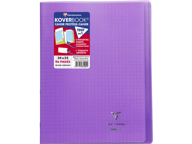 Schrift Koverbook A4+ 48 vel Seyès, kaft in PP assorti transparant