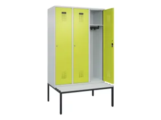 locker met bank,HxBxD 2120x1200x815mm,3vak,vak B 400mm,cilinderslot - 1