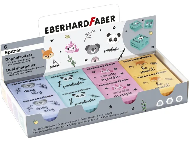 Puntenslijper Eberhard Faber Animal display à 8 stuks assorti