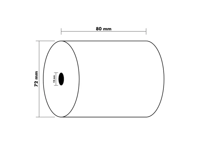 Bobine pour tickets de caisse 80x72- 76m - 1 pli thermique 48m2 sans P