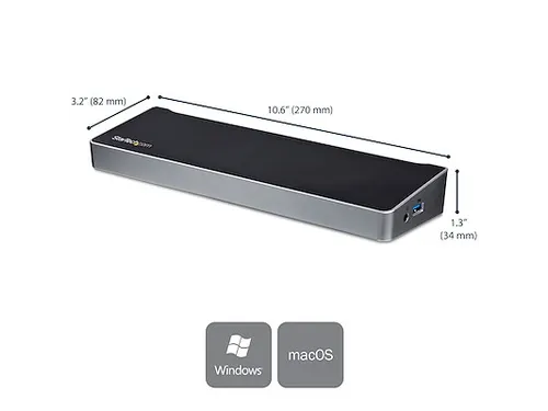 USB-C Dock Triple 4K 60W PD HDMI DP 5x USB