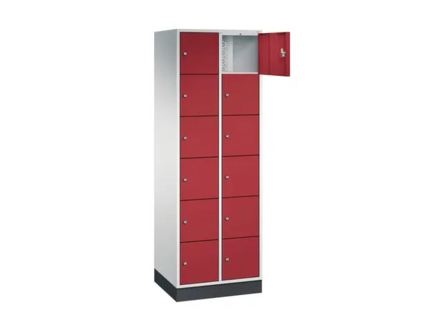 lockerkast,RAL 7035/RAL 3003,HxBxD 1950x620x500mm,2x6vakken,cil.-slot