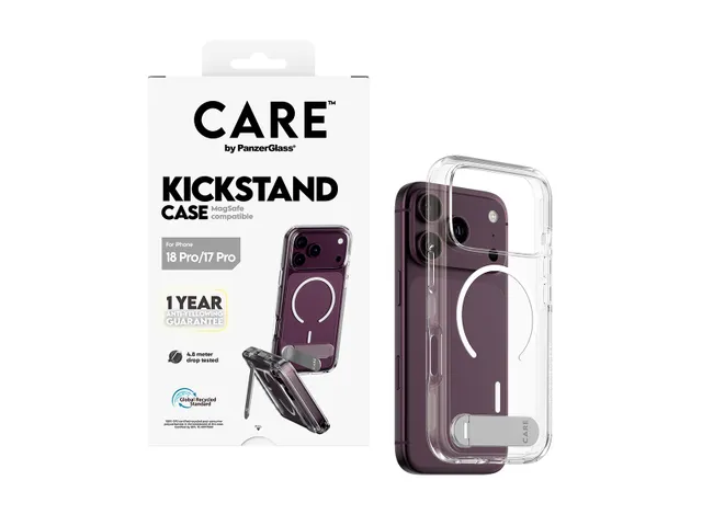 PanzerGlass CARE by Kickstand Case Transparent w. White MagSafe