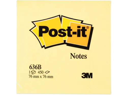 Memoblok 3M Post-it 636 76x76mm kubus geel