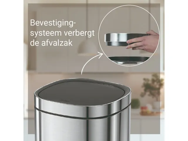 Afvalbak Desq 6132.18 Touch 50 liter RVS zilver