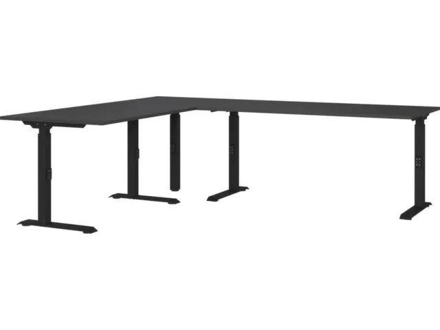 hoekbureau,in h. verstelb.,HxBxD 710-910x2400x2000mm,blad grafiet
