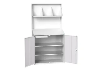 lessenaarkast achterwand 2000x1050x550mm 2 legbord/1lade/plank RAL7035 - 1