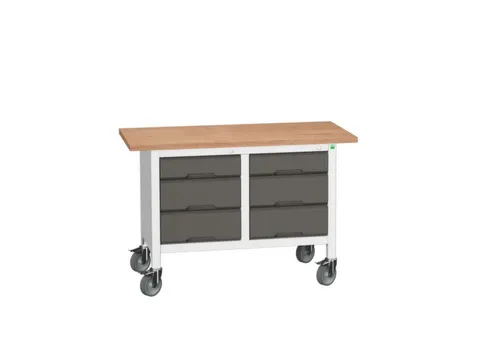 werkbank,HxBxD 830x1250x600mm,multiplexblad,uitrusting: 6lades,RAL7035