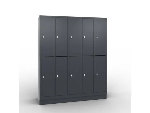 lockerkast draaigrendel 1800x1480x500 5x2vakken RAL7021 front RAL7021
