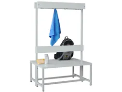 Omkleedbank 1000mm Kunststof Zitlatten Kledinghaken Dubbel Ral7035