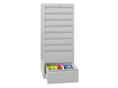 ladekast 1200x500x600mm 9laden cilinderslot RAL7035 front RAL7035