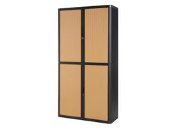 Roldeurkast HxBxD 2040x1100x415mm 4 Oh Romp Zwart Front Beuken