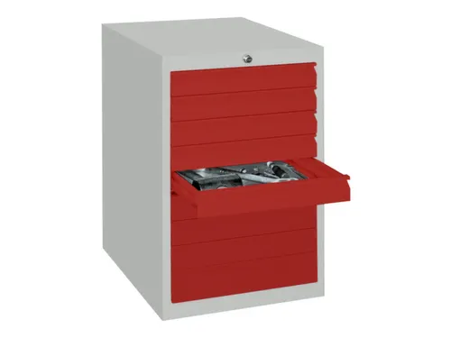 ladekast,HxBxD 800x500x600mm,6lade(n),cil.-slot,RAL7035,front RAL3000