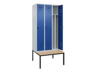 locker met bank,voor scheiding van kleding,HxBxD 2120x900x815mm,3vak - 1