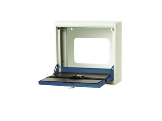 hangkast,v. laptops,HxBxD 410x500x150mm,klapdeur,slot,romp RAL7035 - 1