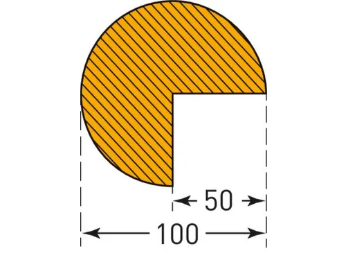 hoekbescherming,cirkel,LxØ 1000x100mm,EVAC-schuim,geel/zwart