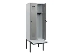 locker met bank,HxBxD 1950x600x815mm,2vak,vak B 300mm,draaigrendel