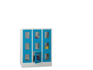 lockerkast,HxBxD 1187x900x500mm,3x3vakken,RAL7035,front RAL5012 - 2