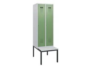 locker met bank,HxBxD 1950x600x815mm,2vak,vak B 300mm,cilinderslot - 2