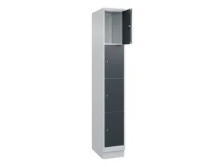 lockerkast,HxBxD 1950x300x500mm,1x4vakken,vak B 300mm,cil.-slot,sokkel - 1
