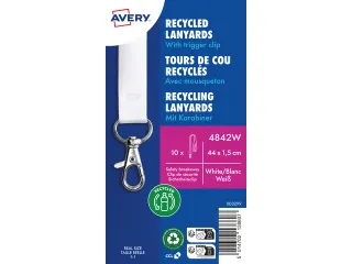 Lanyard Avery rPET wit 440x15mm met karabijnhaak 10 stuks - 3