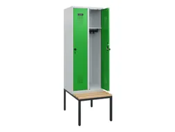 locker met bank,HxBxD 1950x600x815mm,2vak,vak B 300mm,draaigrendel