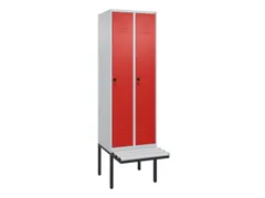 locker met bank,HxBxD 2120x600x815mm,2vak,vak B 300mm,draaigrendel