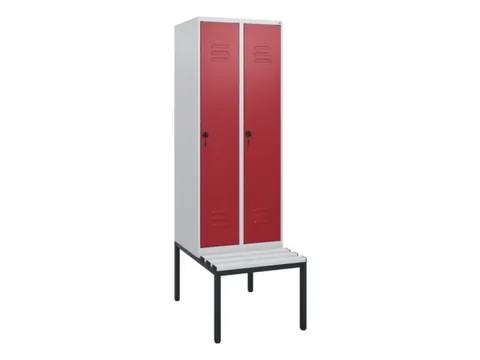 locker met bank,HxBxD 1950x600x815mm,2vak,vak B 300mm,draaigrendel