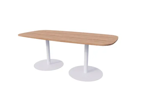 Linesto vergadertafel 200x100 deens ovaal hav/kers 25mm wit