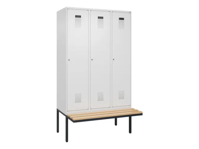 locker met bank,voor scheiding van kleding,HxBxD 2120x1200x815mm,3vak