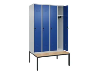 locker met bank,HxBxD 2120x1200x815mm,4vak,vak B 300mm,draaigrendel - 2