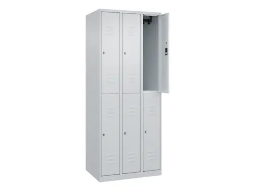 dubbeldekse locker,HxBxD 1850x750x500mm,3x2vak.,vak B 250mm,cil.-slot