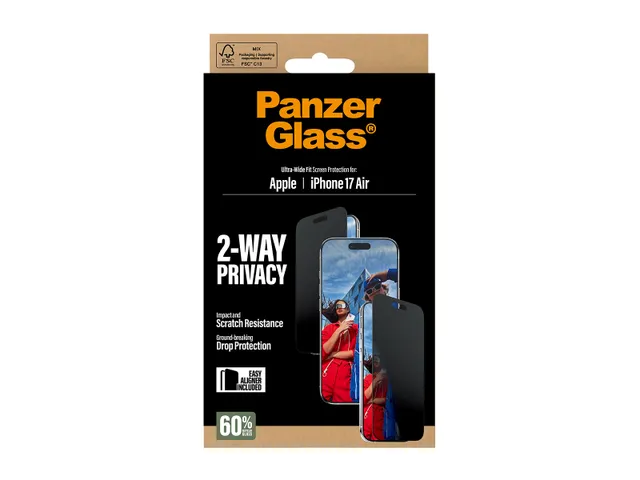 PanzerGlass 2-Way Privacy Screen Protector iPhone Air | Ultra-Wide