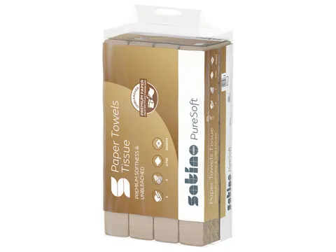 Handdoek PureSoft PT2 Z-vouw 2-laags 206x240mm 25x150vel natur 277530