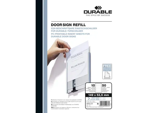 Durable 4850 Papieren inserts voor deurbordjes 149x52.5mm 50 stuks