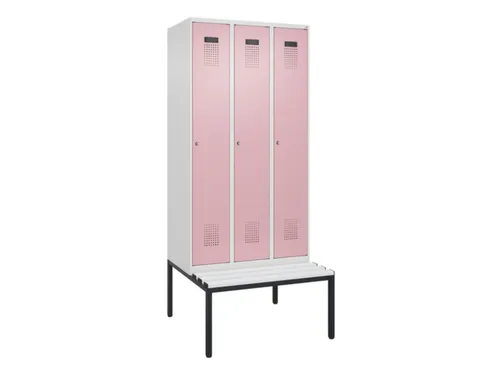 locker met bank,HxBxD 2120x900x815mm,3vak,vak B 300mm,cilinderslot
