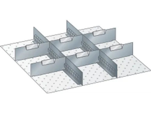 Indelingsmateriaal voor front H 50mm 2gesleufde lengteverdelers/6dwars