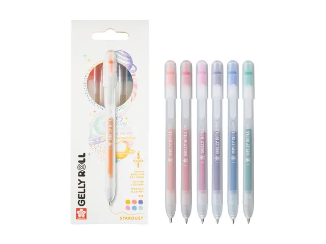 Gelschrijver Sakura Gelly Roll Stardust 08 klikfunctie set à 6 kleure