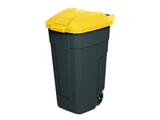 Afvalbak 100 Liter HxBxD 850x510x550mm Pp Romp Antraciet Deksel Geel - 1