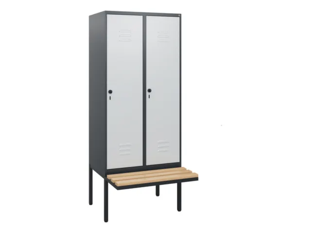 locker met bank,HxBxD 1950x800x815mm,2vak,vak B 400mm,draaigrendel