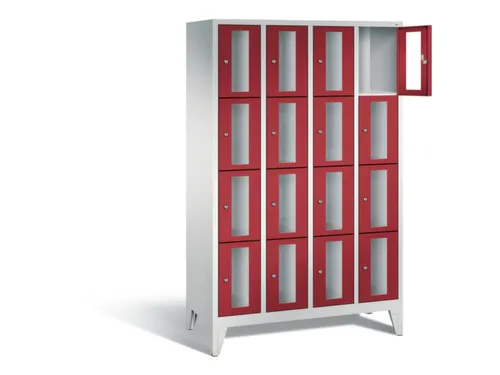 Lockerkast 1850x1190x500mm 4x4 vakken Cilinderslot Poten, RAL3003